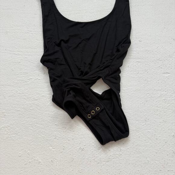 Sam Edelman Black Bodysuit S Open Back Double Lined Super Stretchy Scoop Neck - Picture 4 of 9